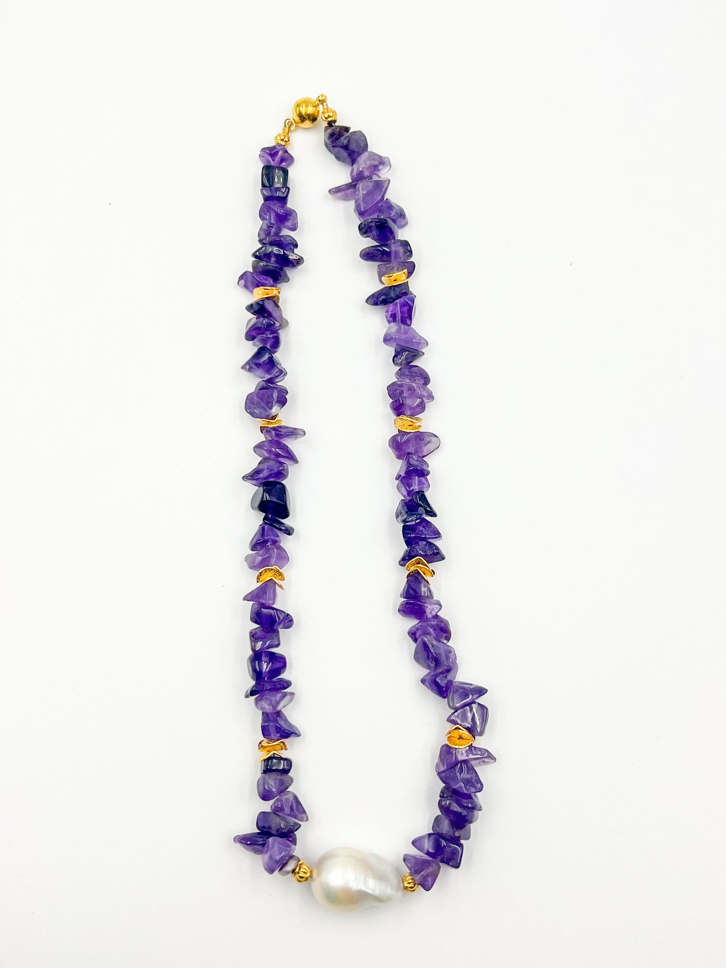 Amethyst & Genuine Freshwater Baroque Pearl Necklace