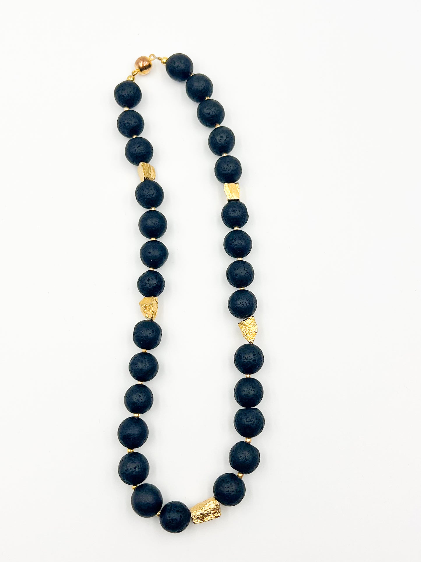 Natural Lava Rock & Iron Pyrite Necklace