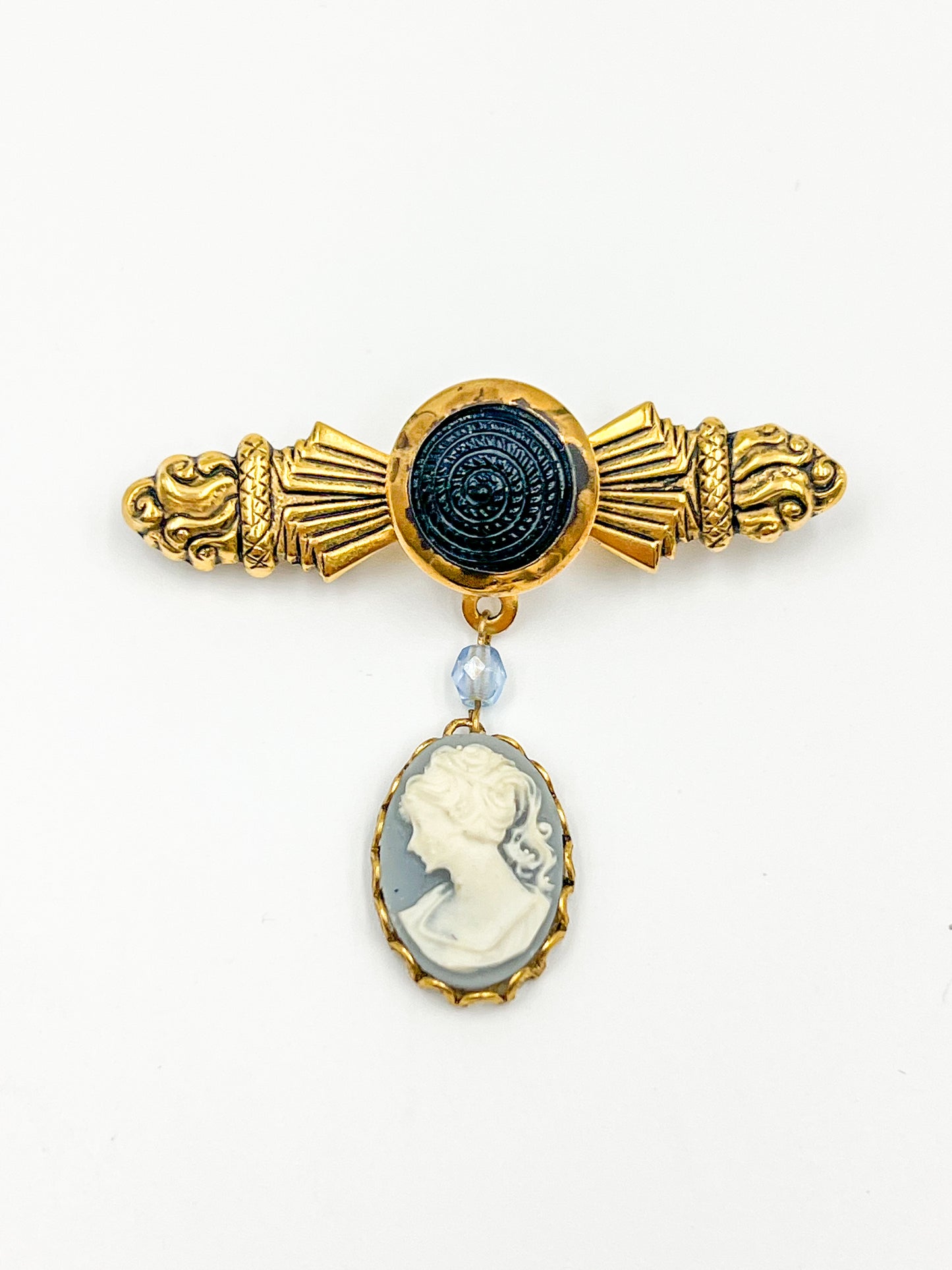 Antique Button and Cameo Pin