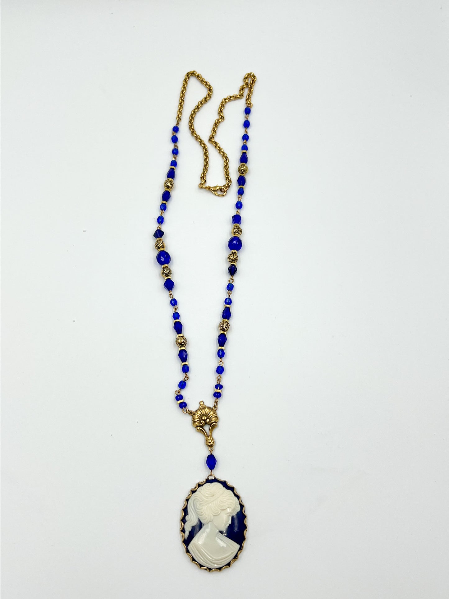 Cobalt Blue Cameo Necklace