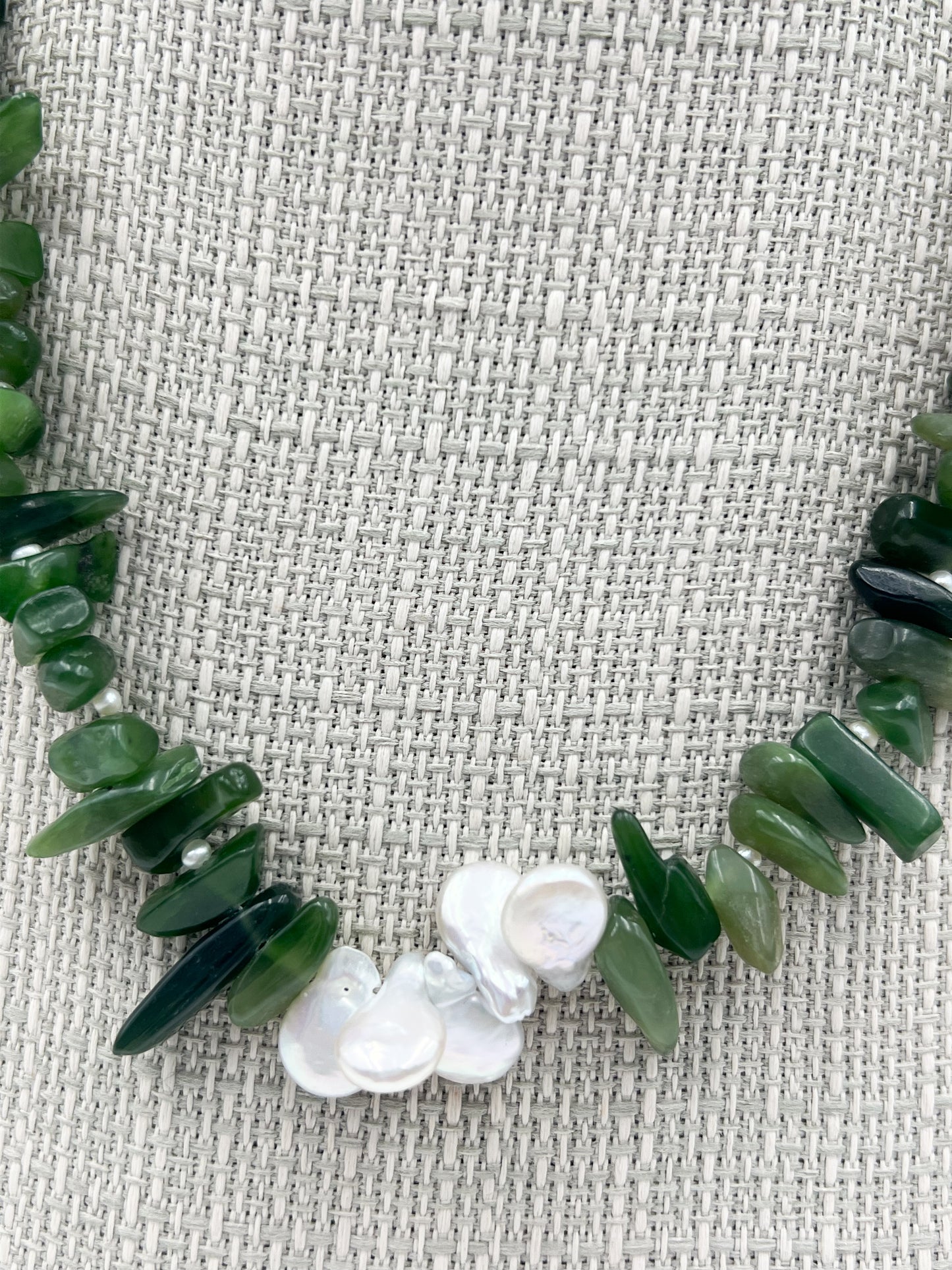 African Jade & Freshwater Pearl Necklace
