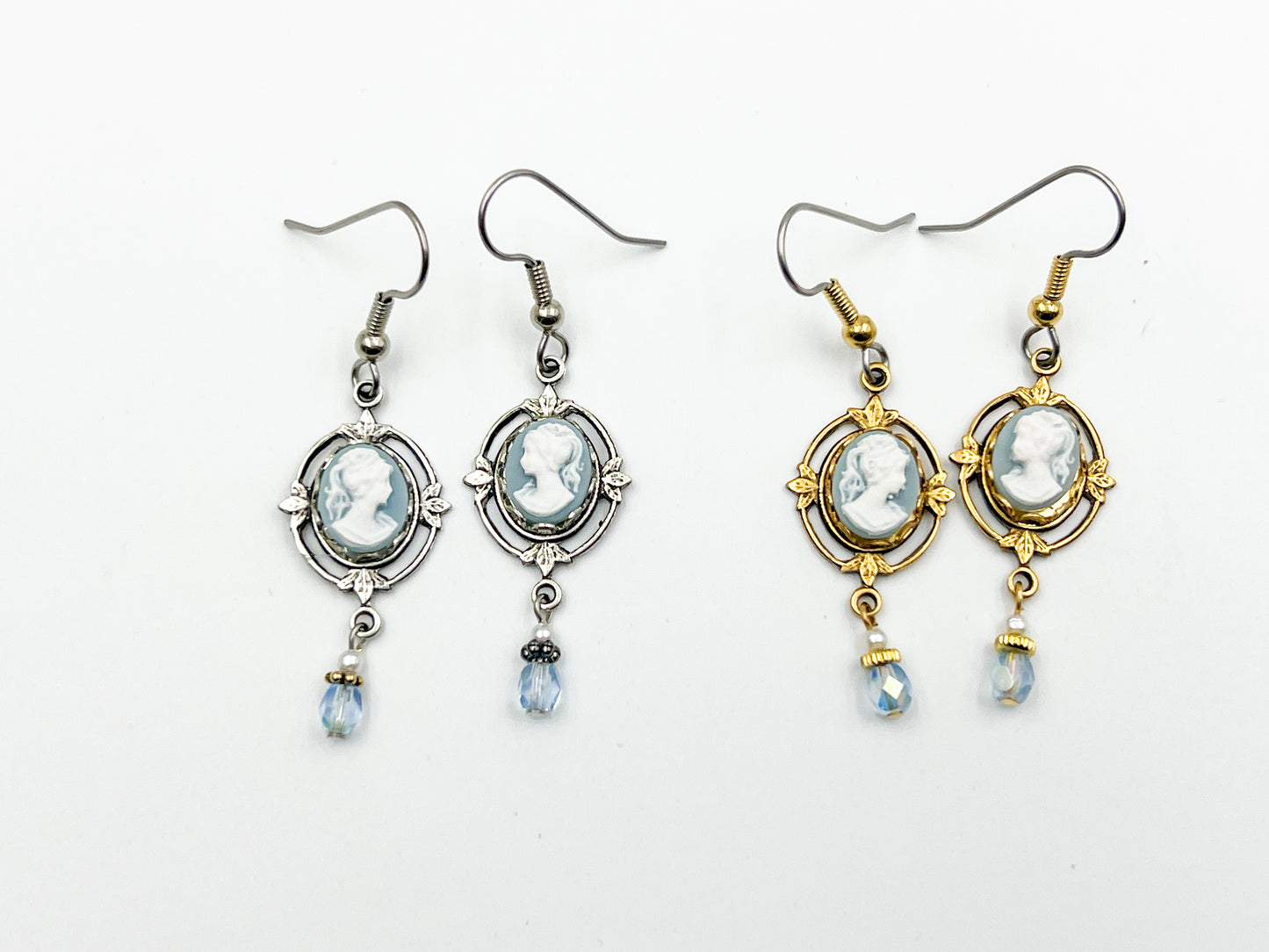 Ornate Blue Mini Cameo Earring