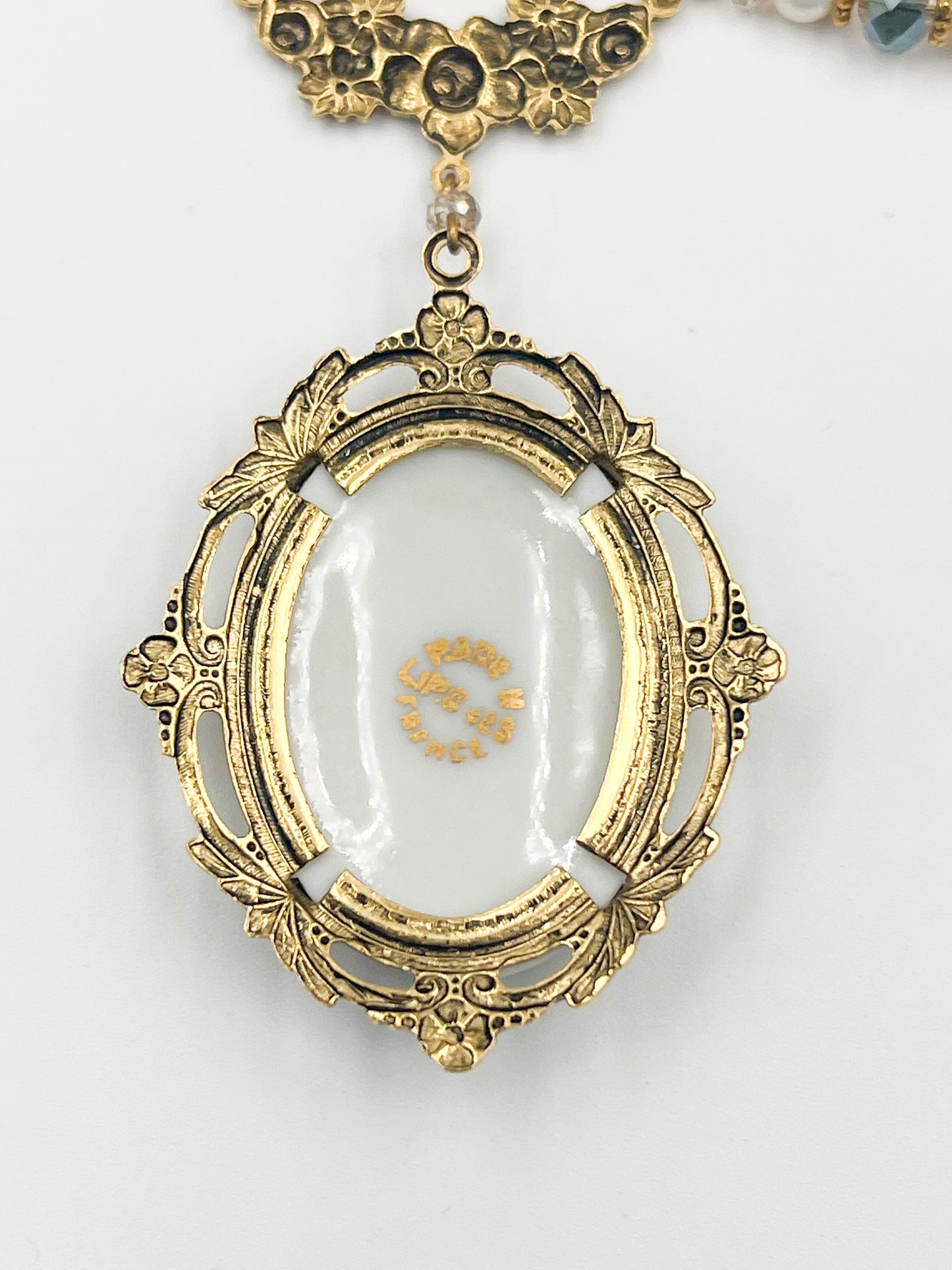 Limoges Porcelain Necklace in Gold