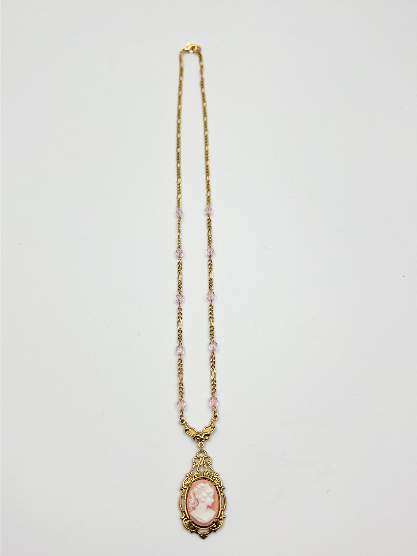 Light Pink Victorian Necklace - Gold