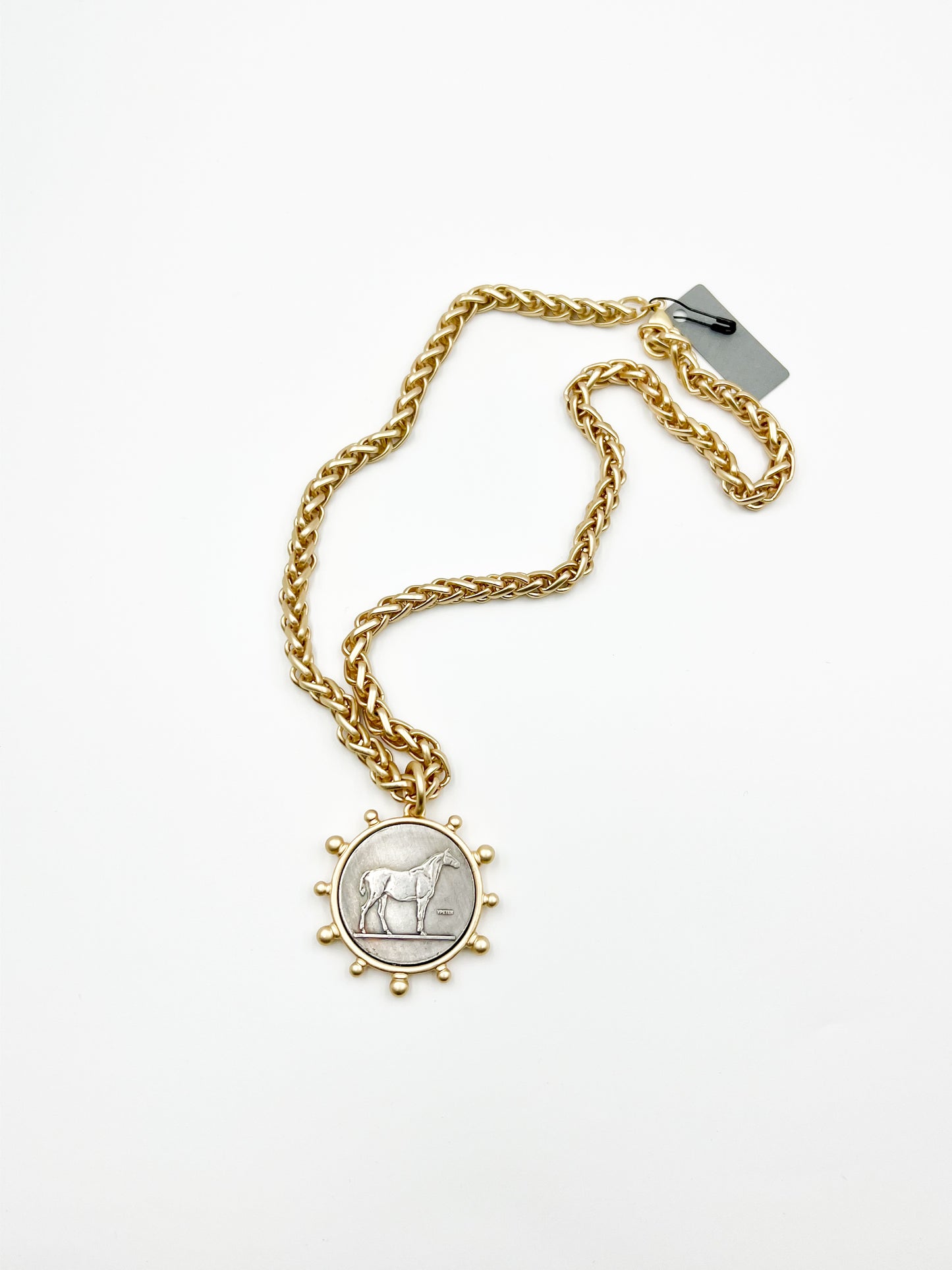 Matted Gold Horse Necklace