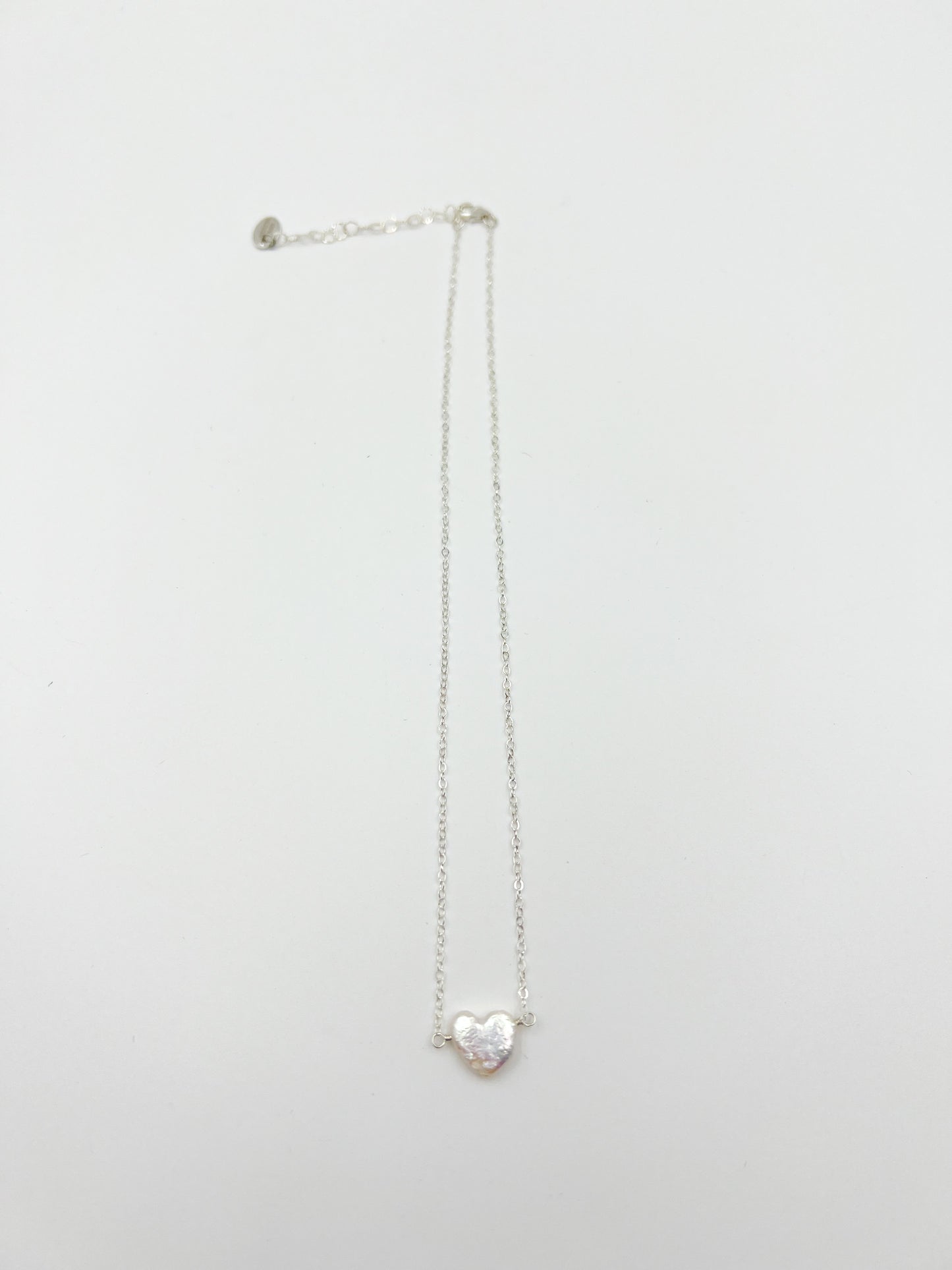 Freshwater Pearl Heart Necklace - Silver