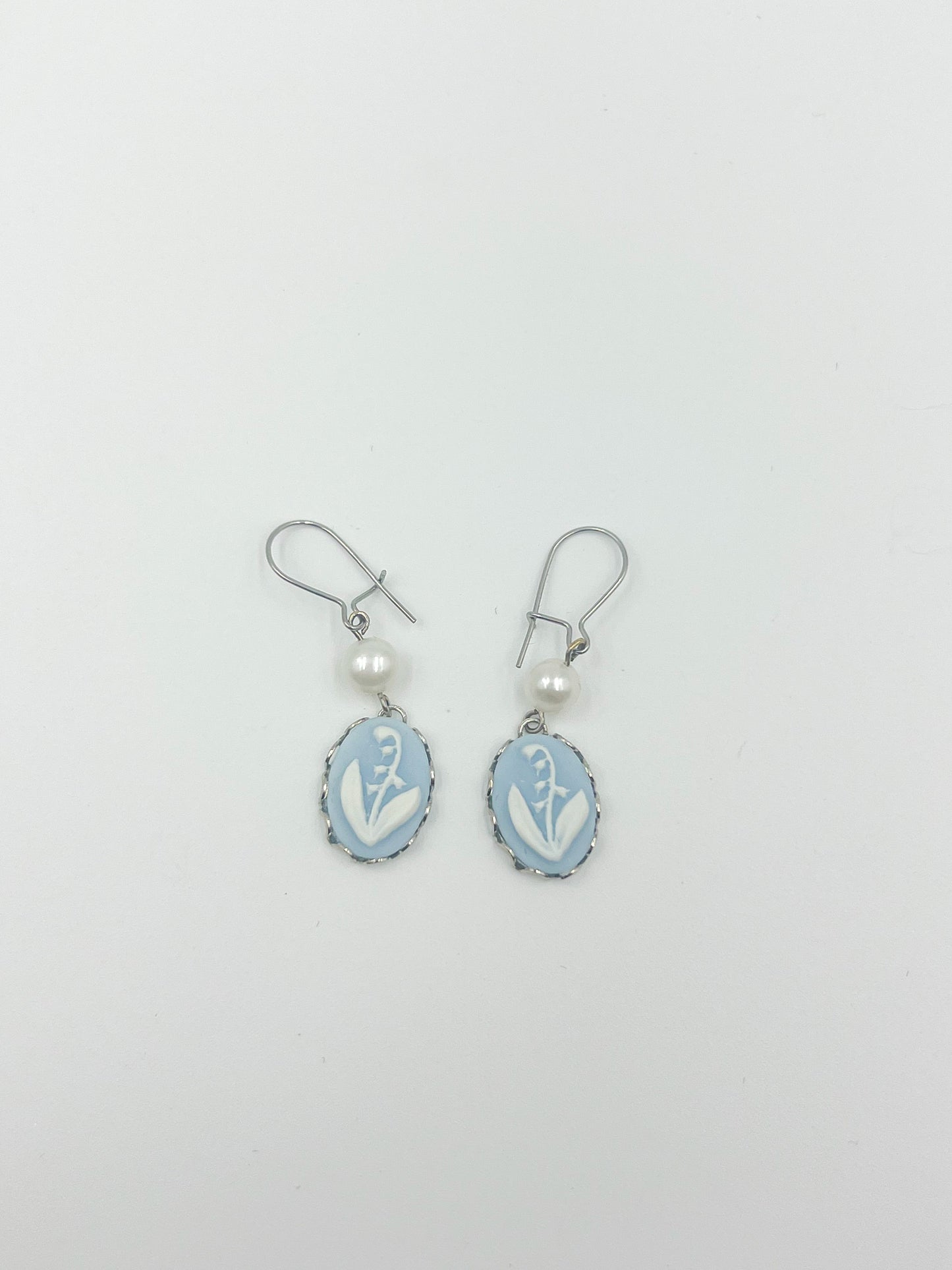 Blue Lily of the Valley Earrings - Silver Setting