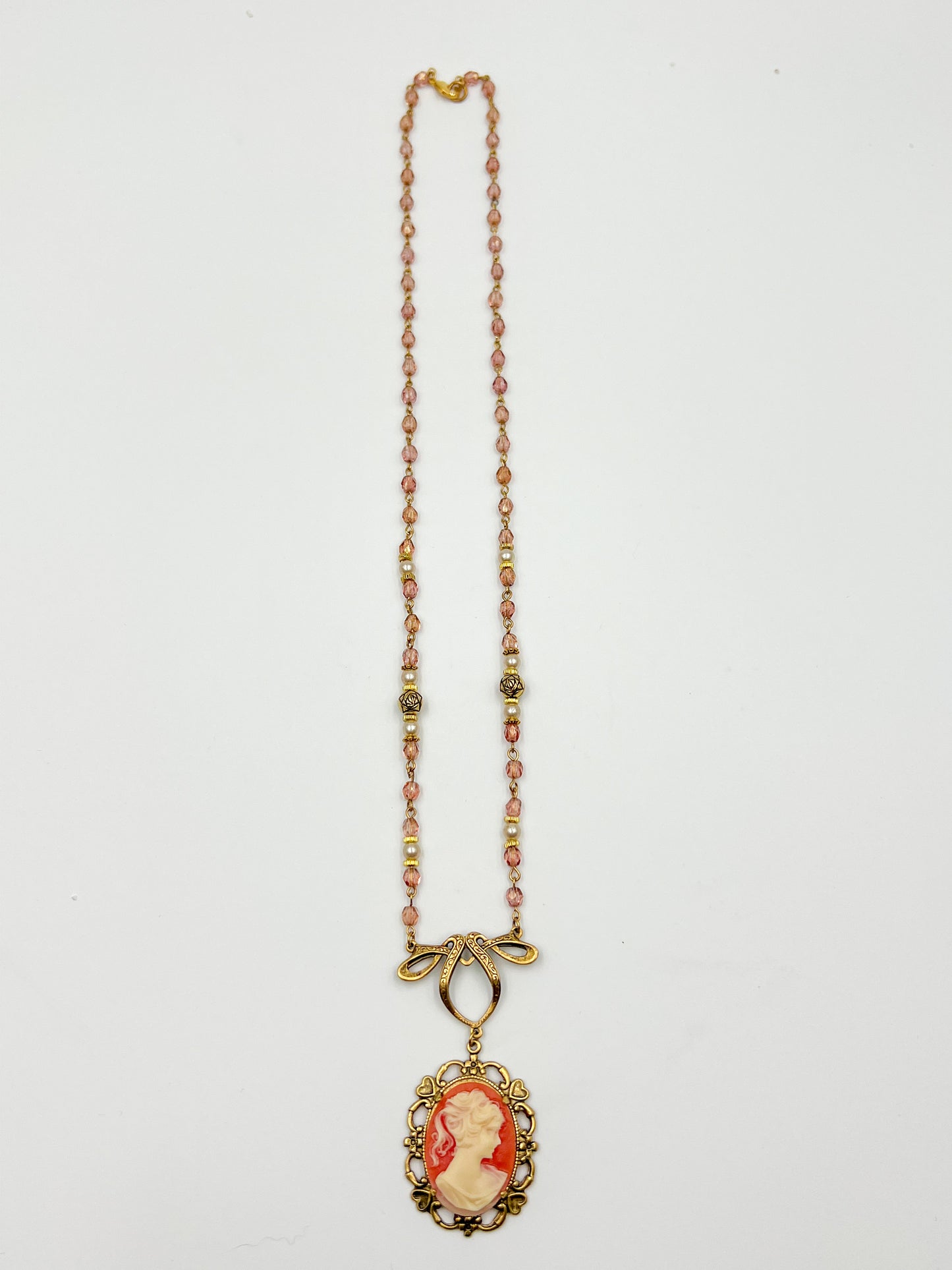 Dark Pink Victorian Cameo Necklace