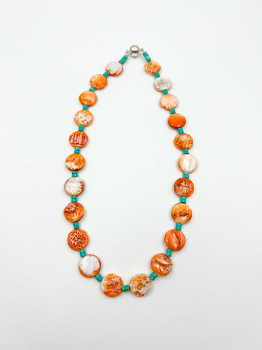 Spiny Oyster & Turquoise Necklace