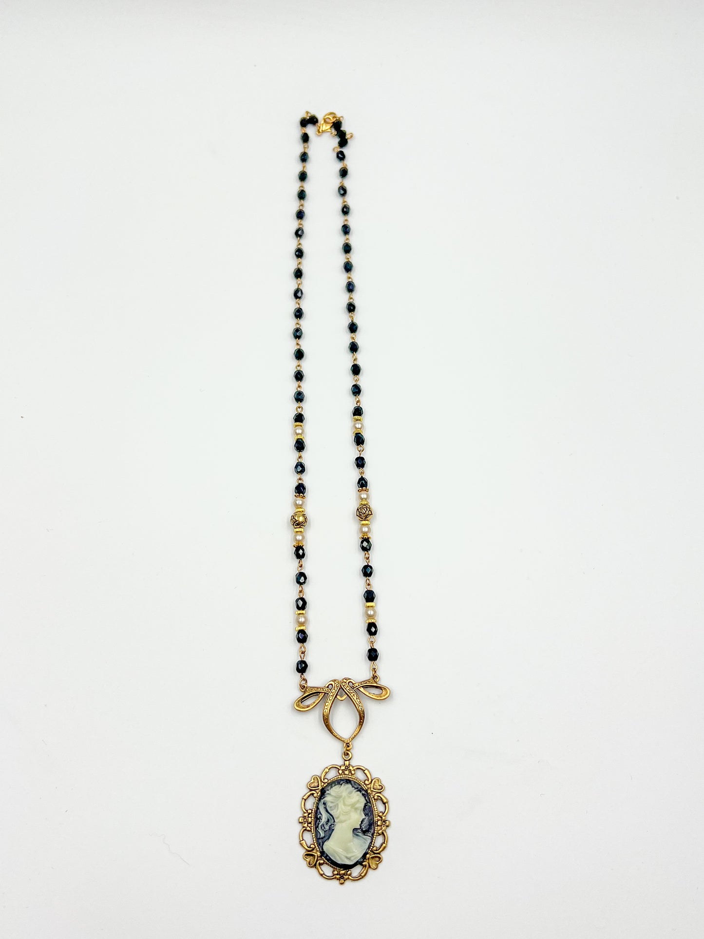 Black Victorian Cameo Necklace