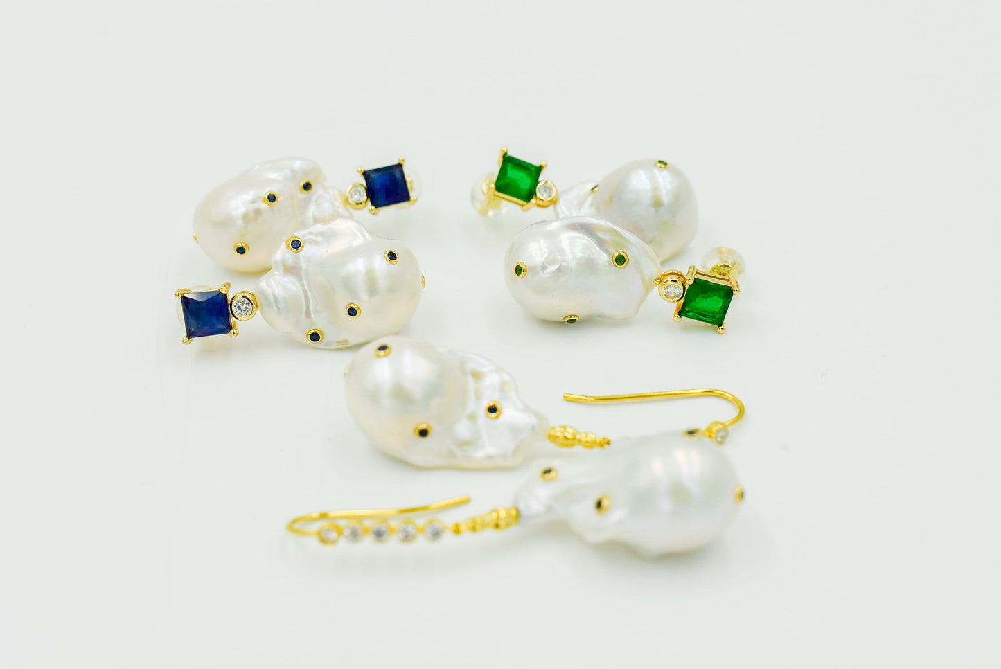 Baroque Pearl + Gem Earrings