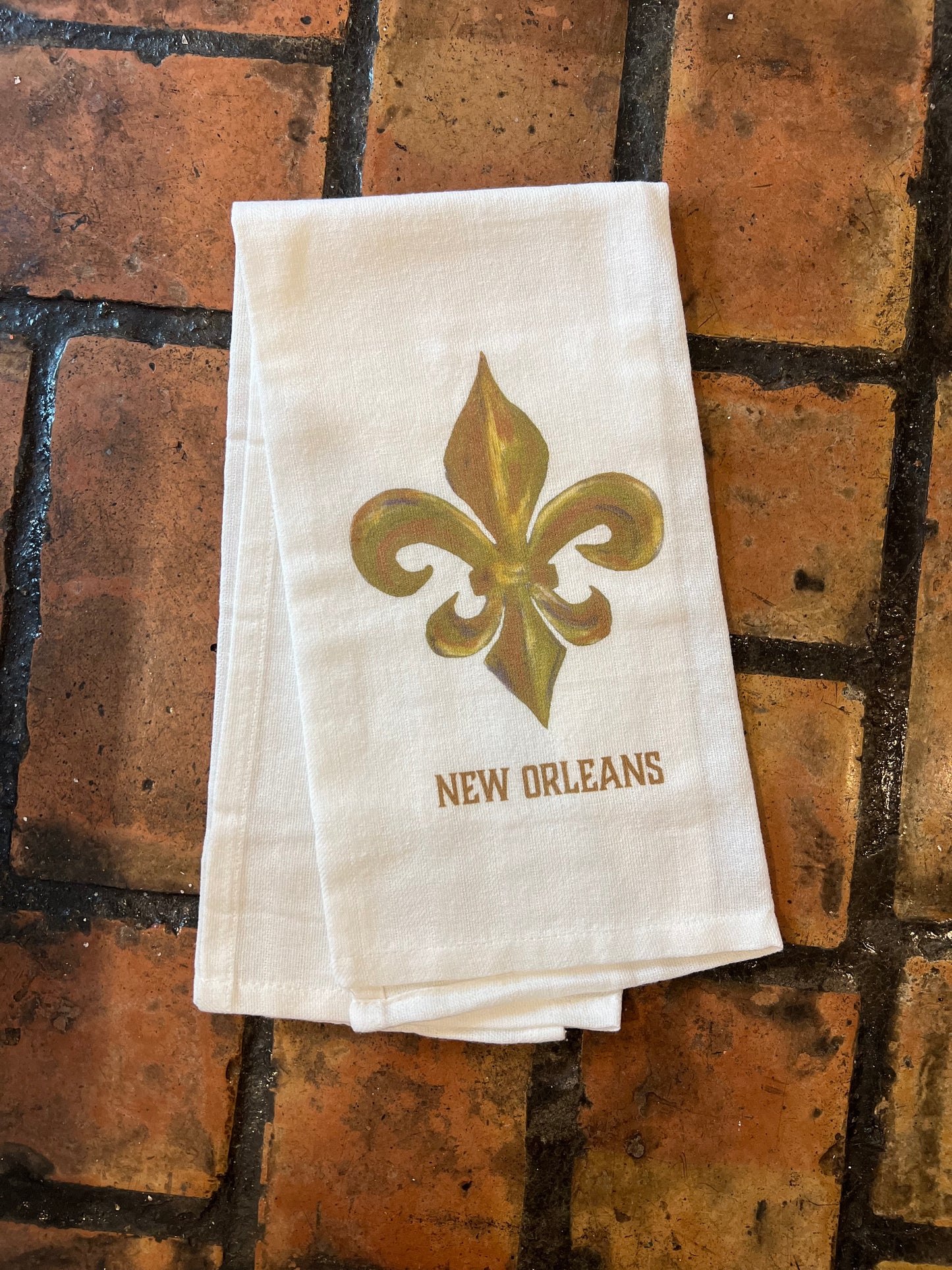 Gold Fleur De Lis Dish Towel