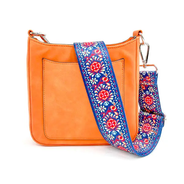 Ashley Vegan Suede Crossbody Bag - Orange