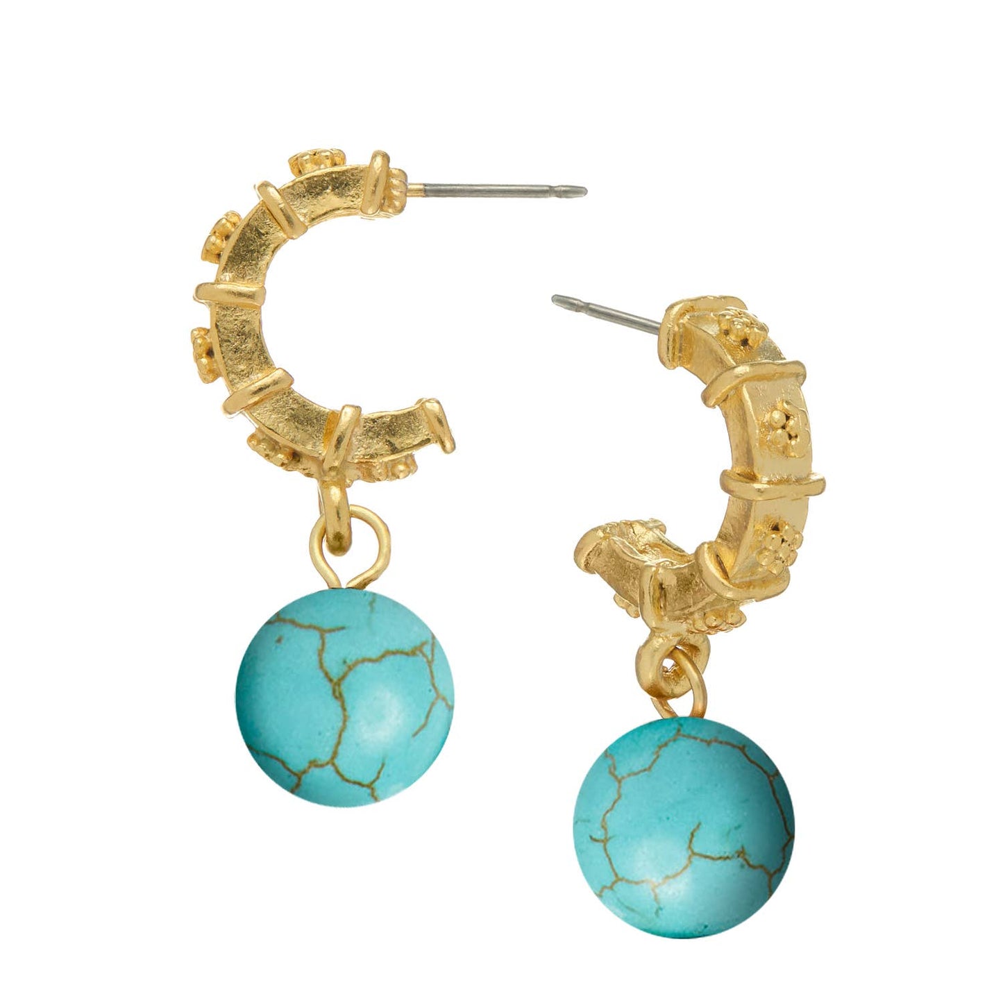 Turquoise Drop Hoops