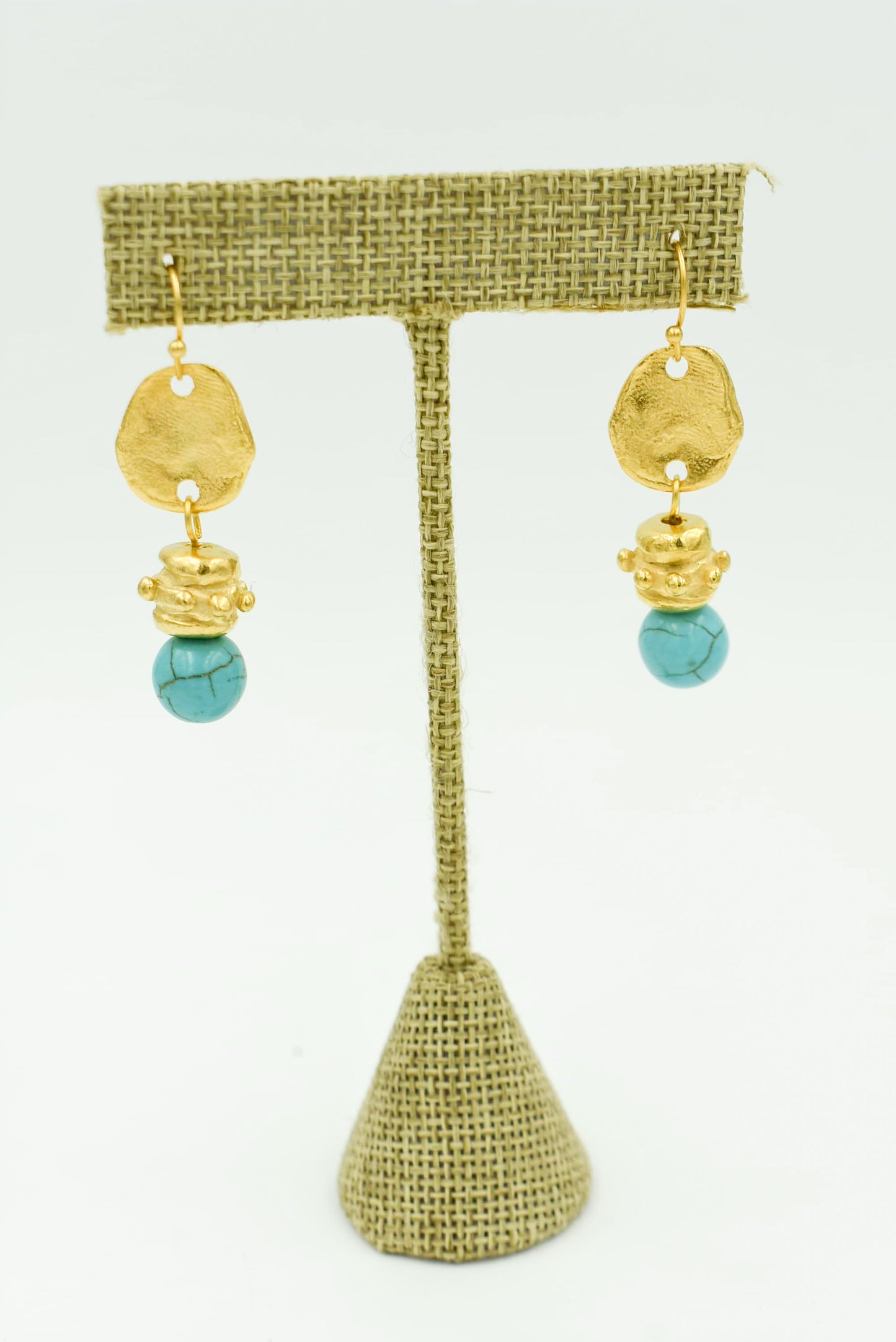 Boucle d'oreille en perles turquoise