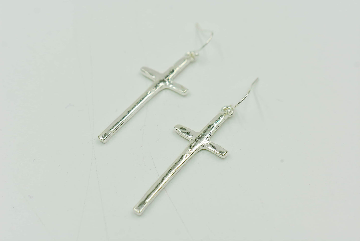Long Cross Earring - Silver