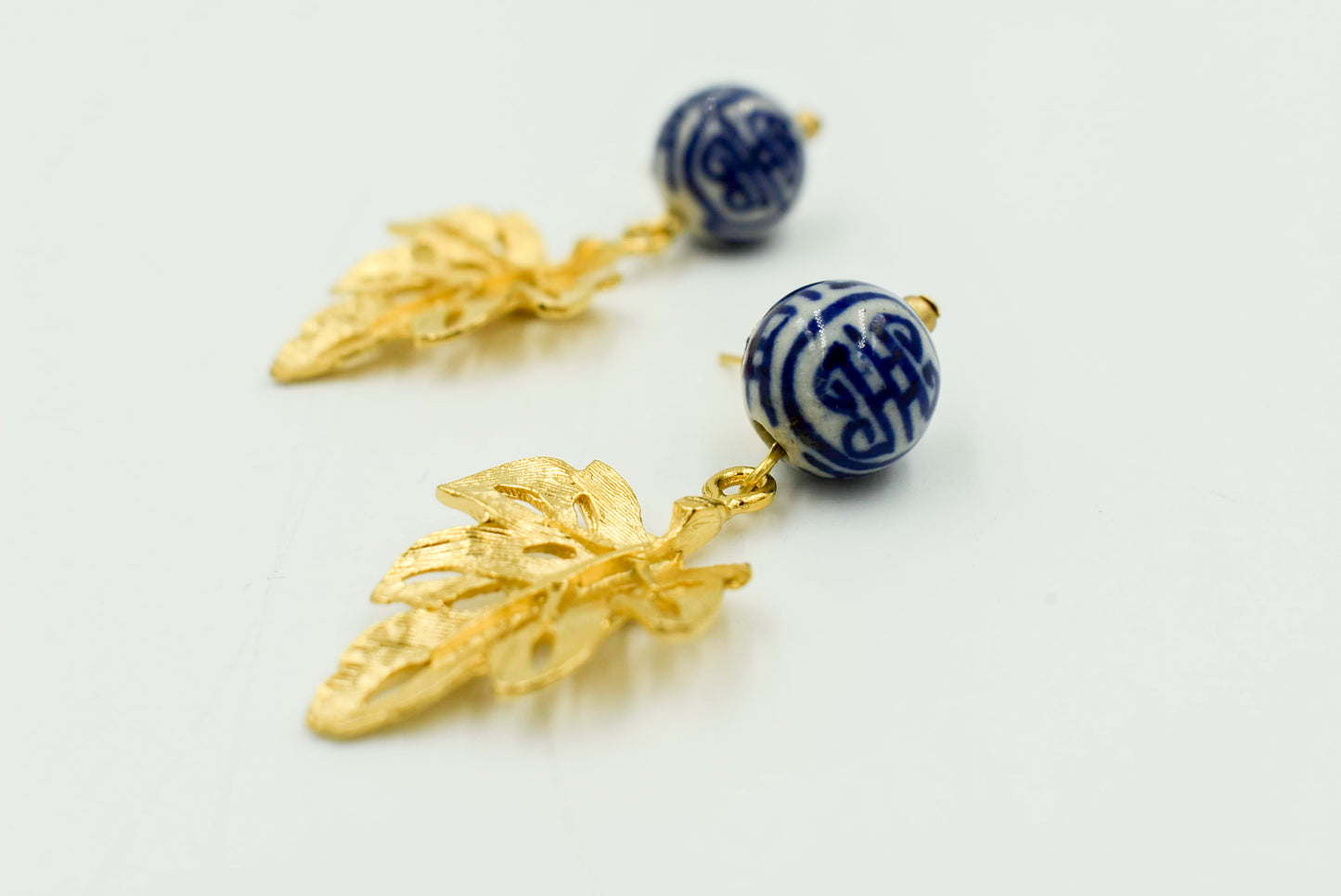 Blue & White Leaf Earring