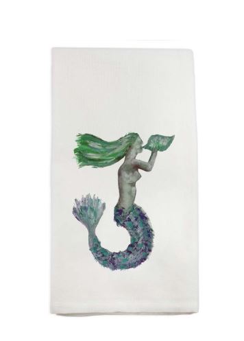 100% cotton Dimensions 20x25 in. Care: machine wash, tumble or line dry Under the mermaid "New Orleans" was added