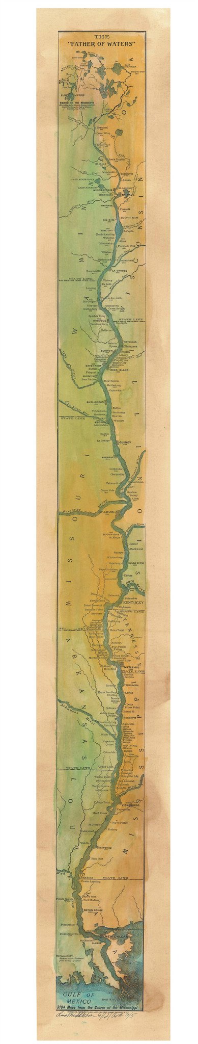 Carte du fleuve Mississippi 1887