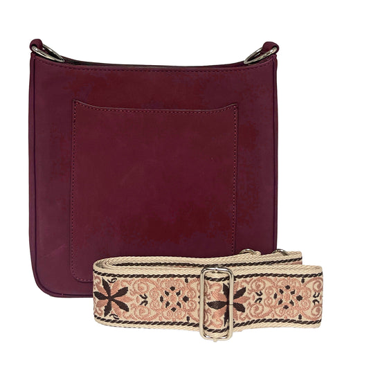 Ashley Vegan Suede Crossbody Bag - Plum