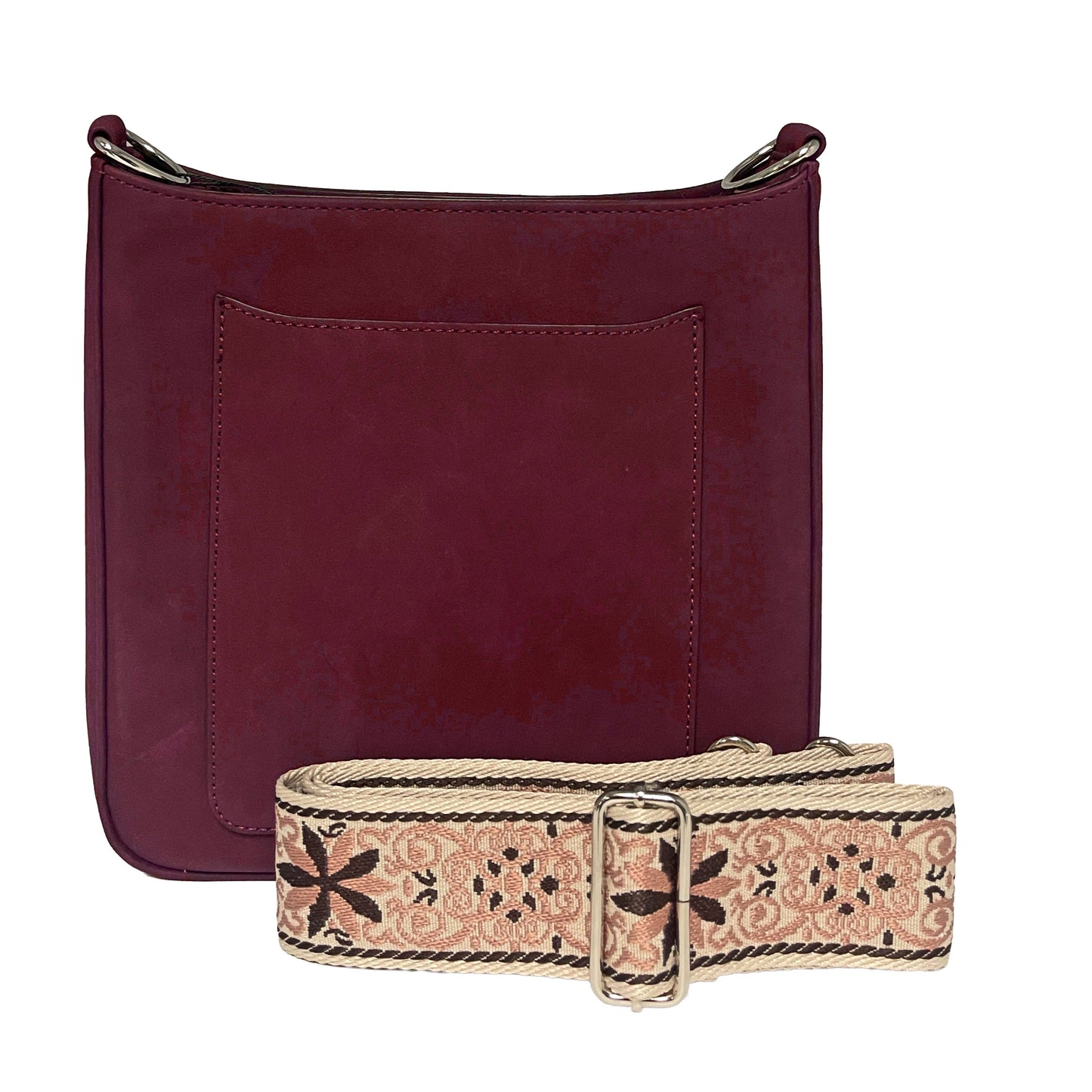 May Vegan Suede Crossbody Bag: Plum