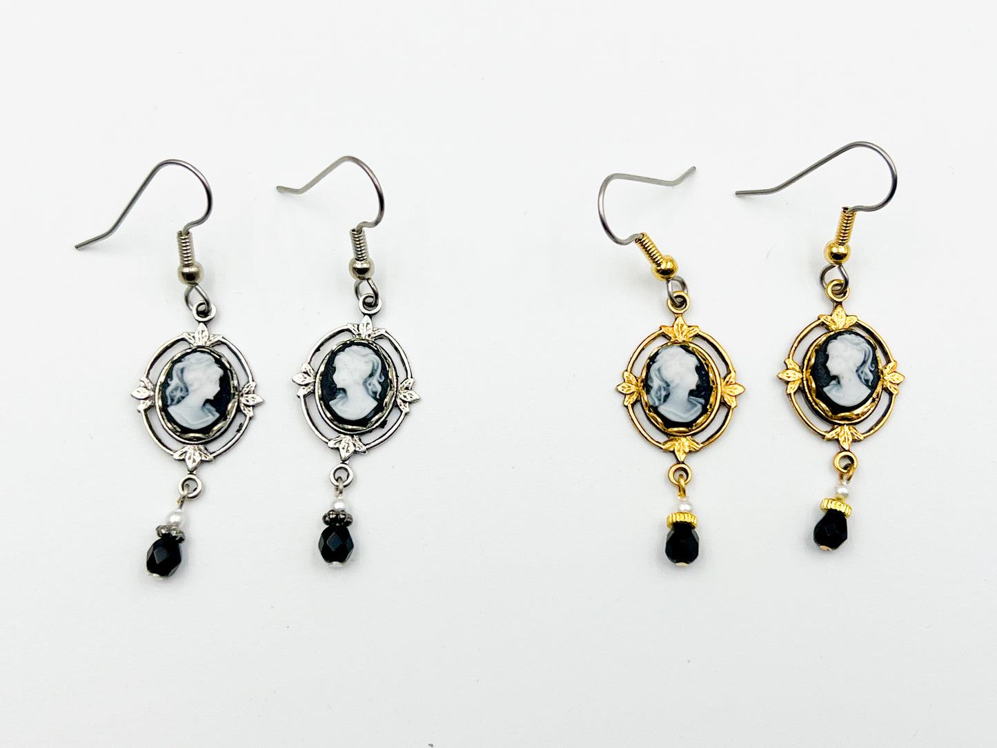 Ornate Black Mini Cameo Earring