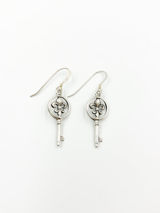 Fleur De Lis Key Earrings