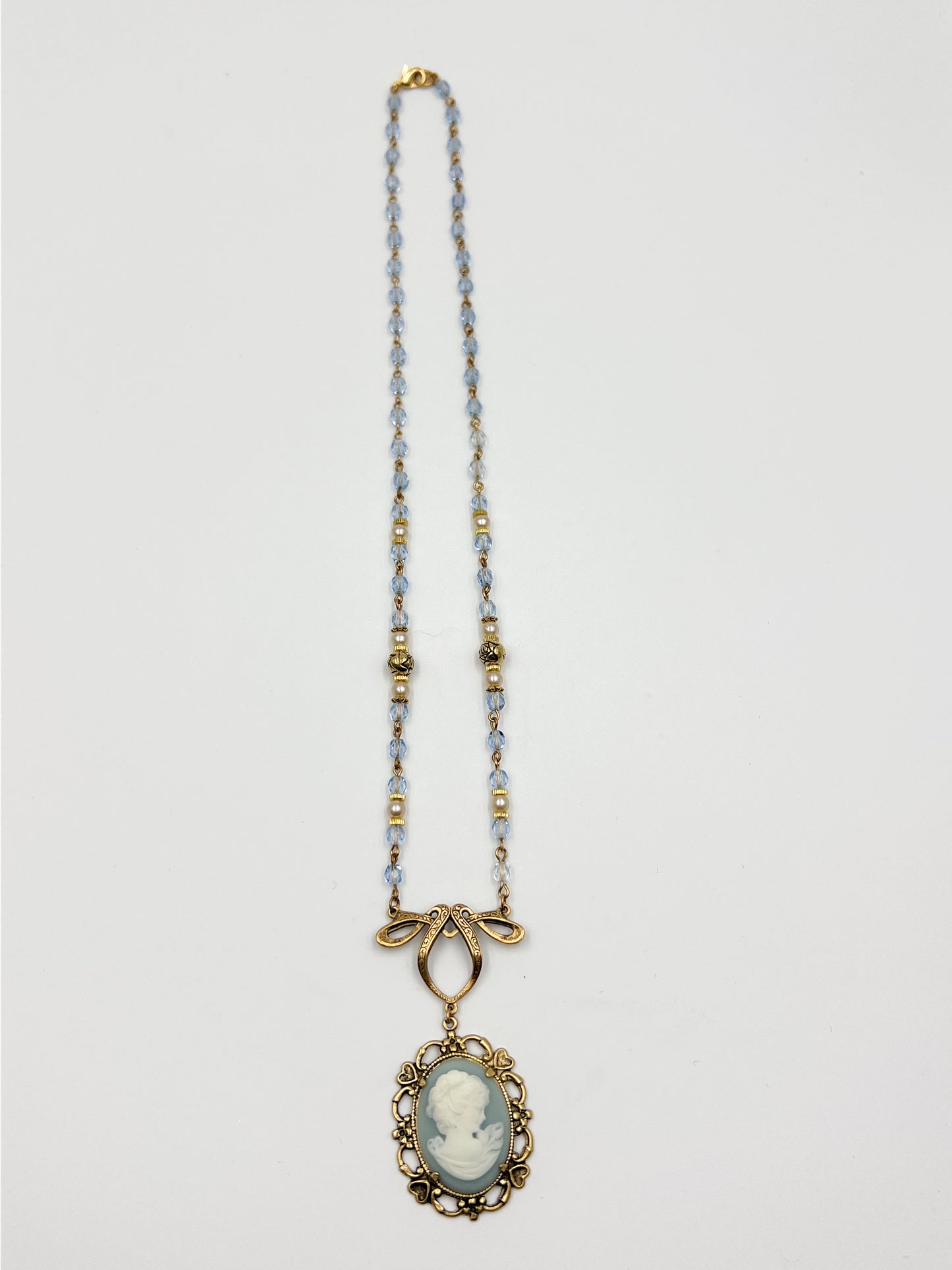 Blue Victorian Cameo Necklace
