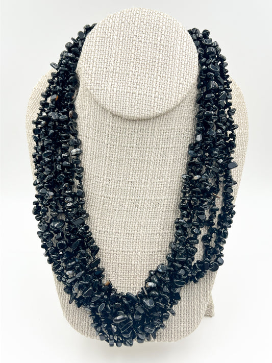 Multi Strand Back Rock Necklace