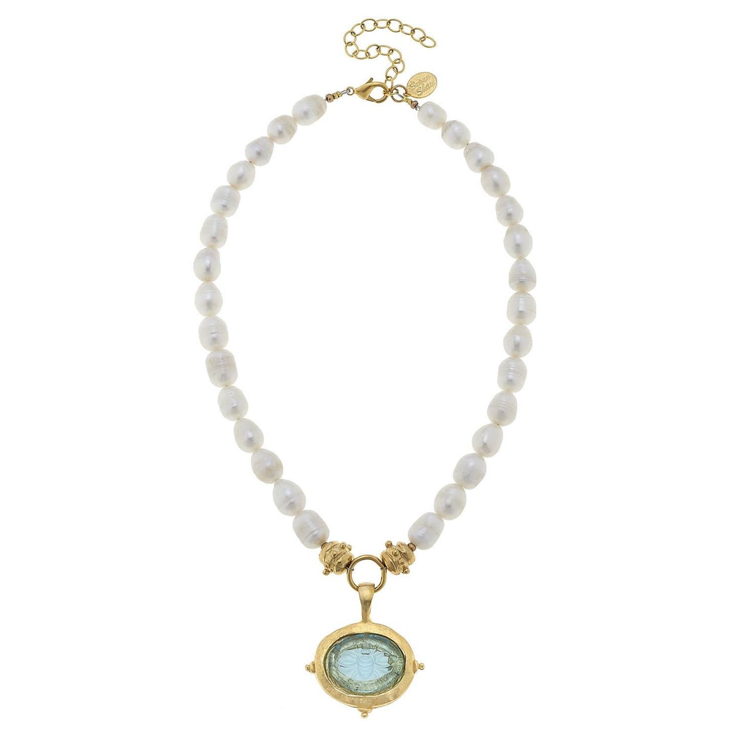 Aqua Venetian Bee Freshwater Pearl Necklace