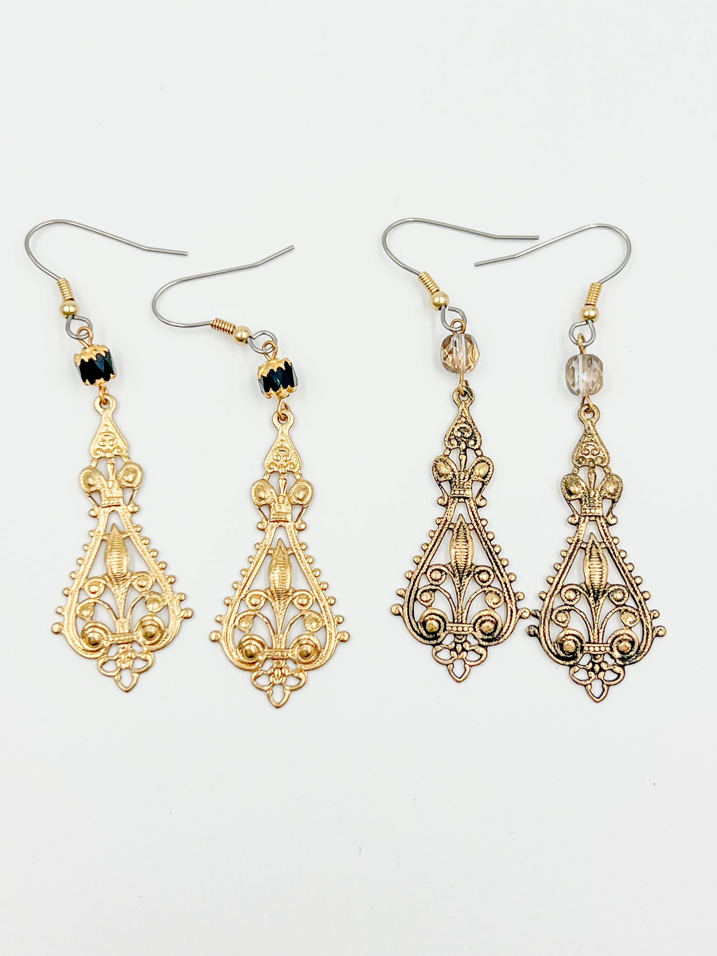 Filigree Fleur De Lis Earrings - Polish Gold