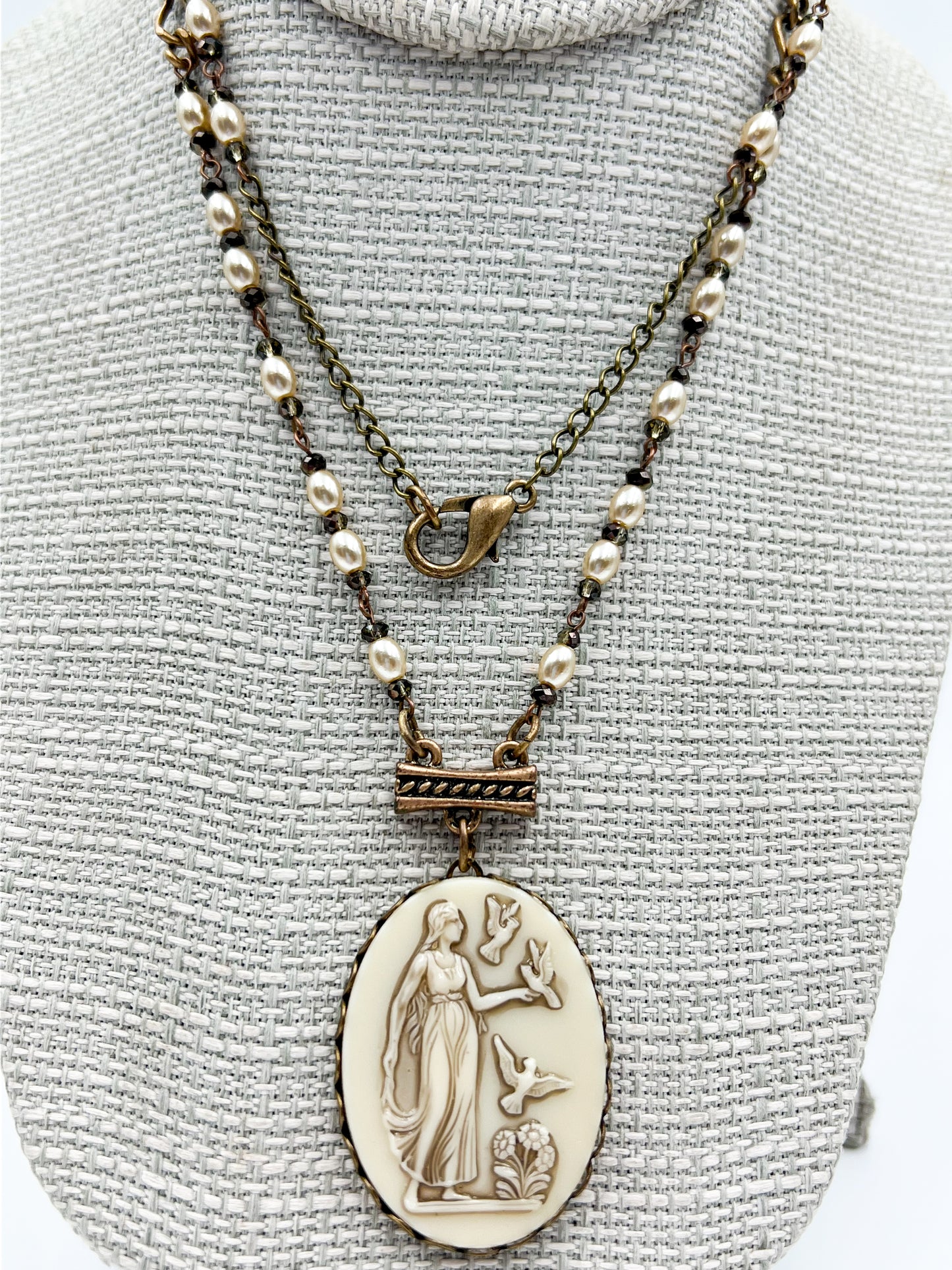 Vintage Glass Cameo Necklace