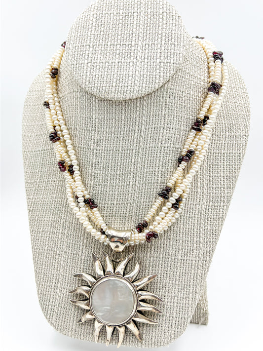 Mother of Pearl Sun Necklace