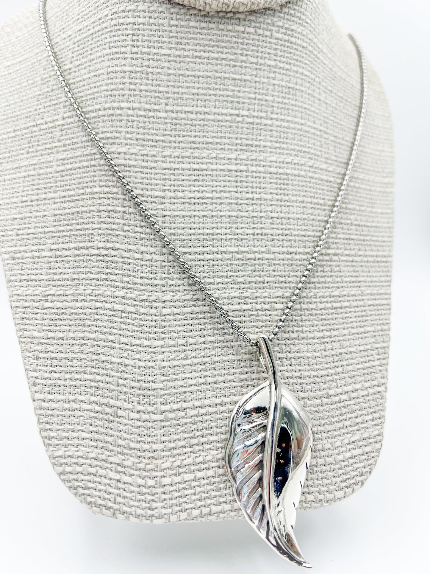 Large Sterling Leaf Pendant