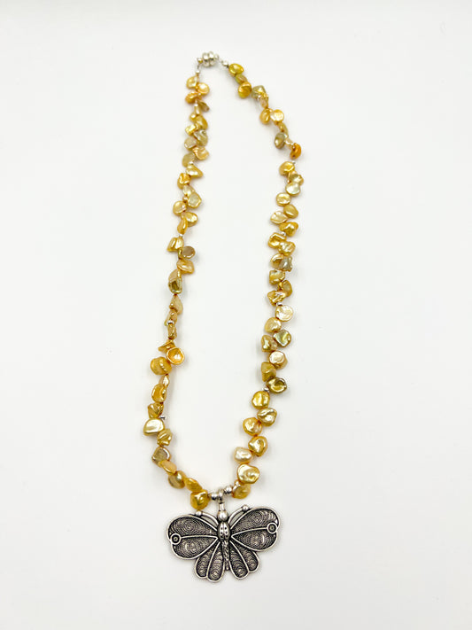 Golden Freshwater Pearl Necklace