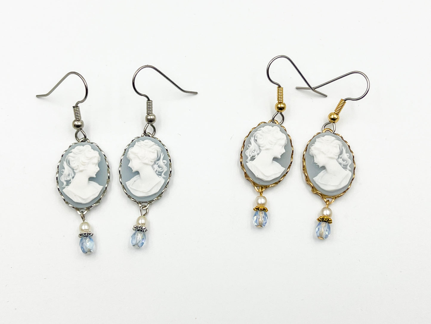 Blue Cameo Earrings