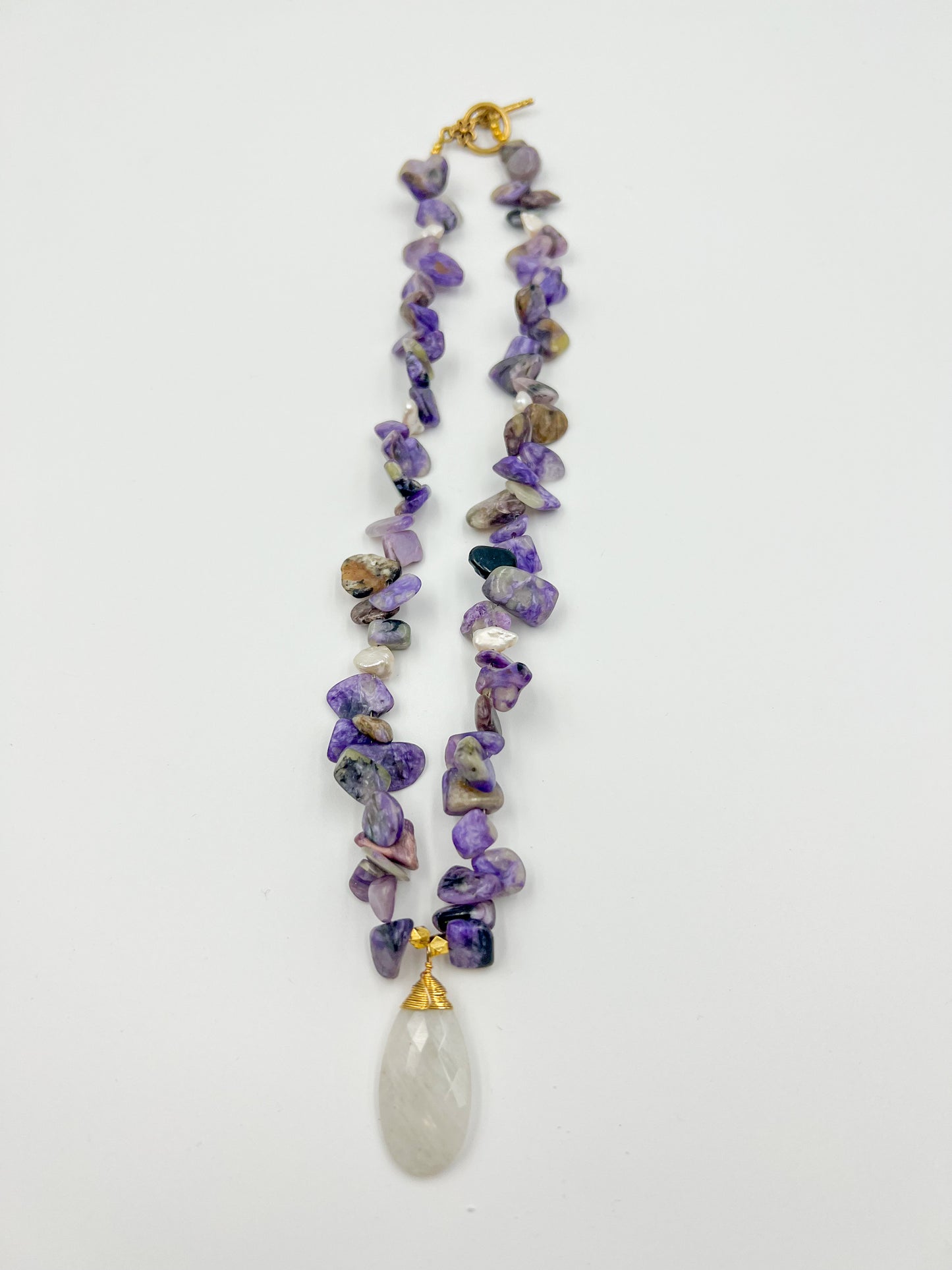 Purple Cardrite Stone Necklace