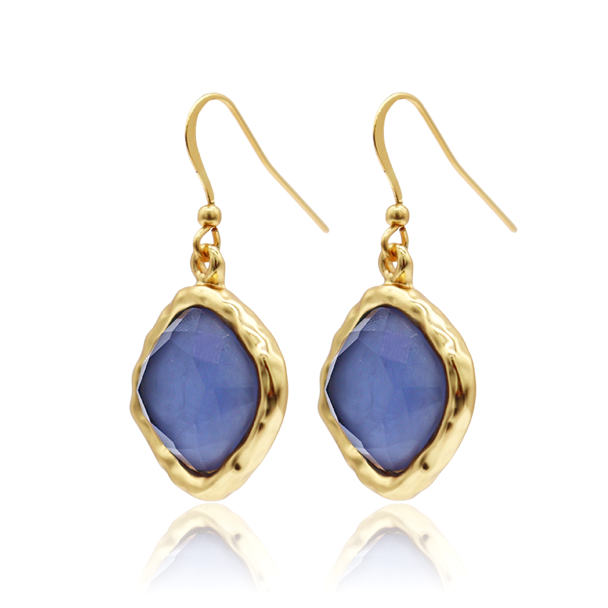 Soft Blue Bezel Drop Earrings