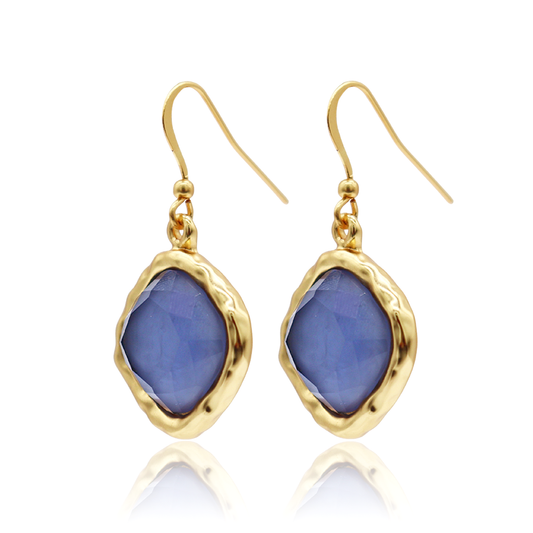 Soft Blue Bezel Drop Earrings