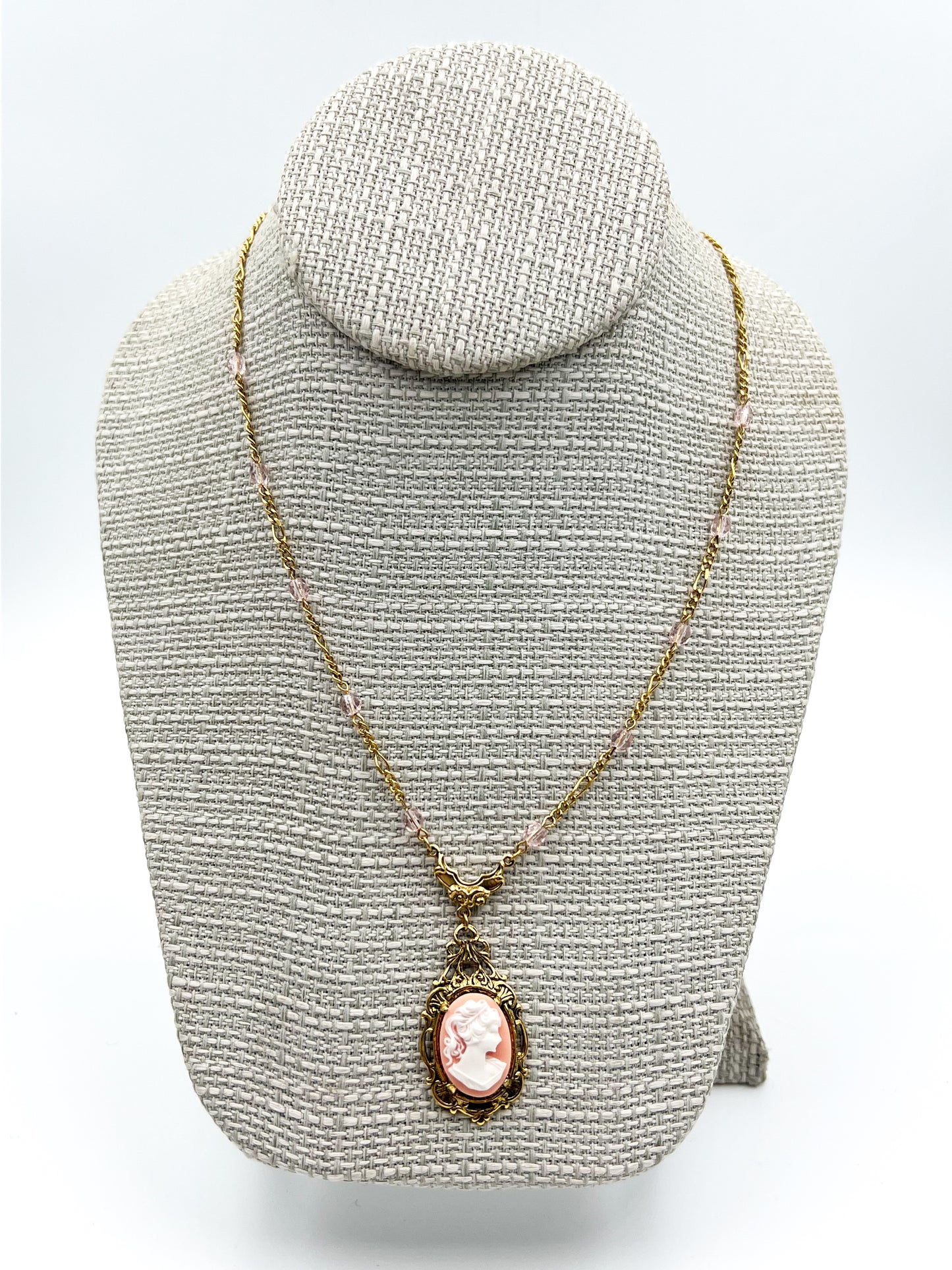 Light Pink Victorian Necklace - Gold