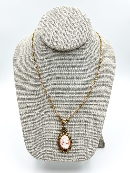 Light Pink Victorian Necklace - Gold