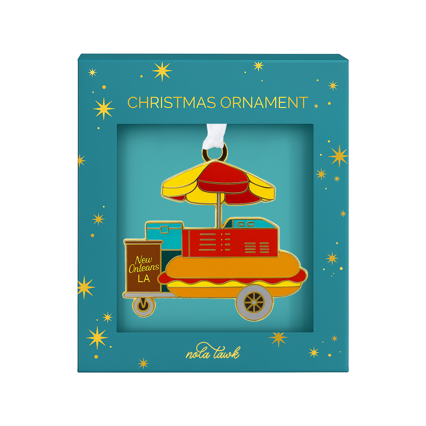 Hotdog Cart Enamel Ornament