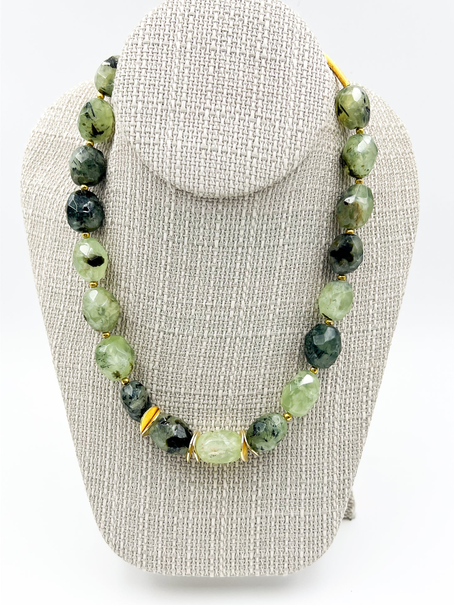 Prehnite and Gold Necklace