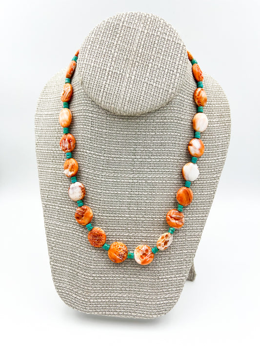 Spiny Oyster & Turquoise Necklace