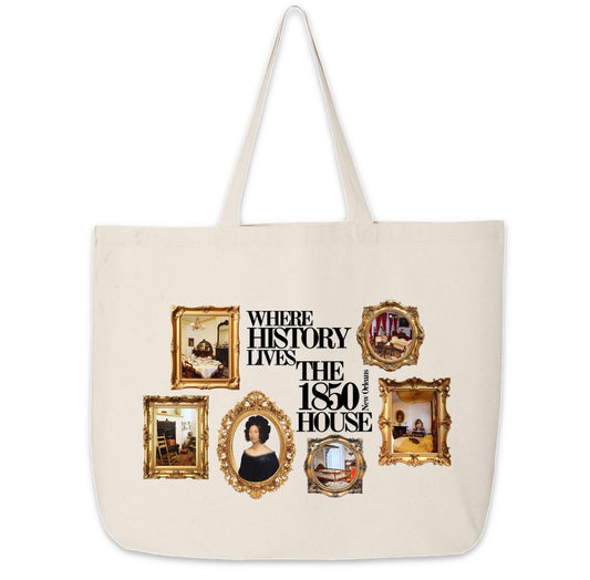 Where History Lives The 1850 House Large Canvas Tote Bag
