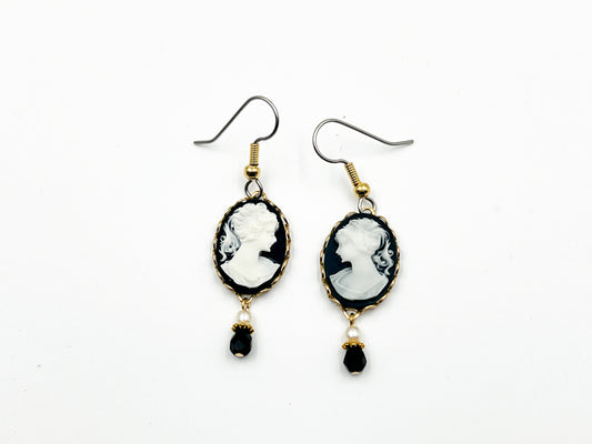 Black Cameo Earrings