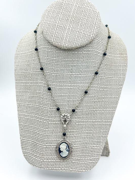Black Cameo Mourning Necklace