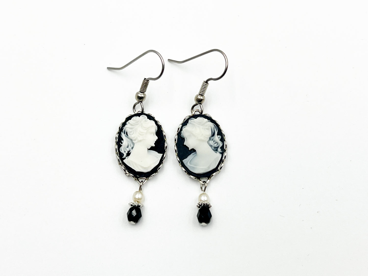 Black Cameo Earrings