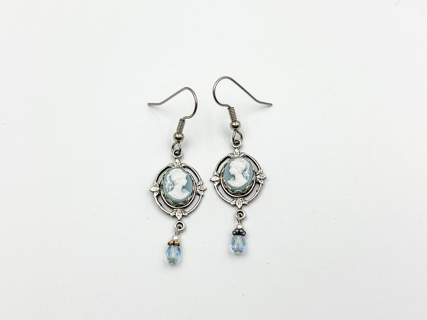 Ornate Blue Mini Cameo Earring