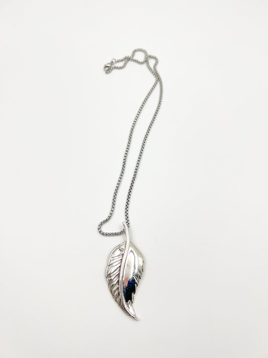 Large Sterling Leaf Pendant